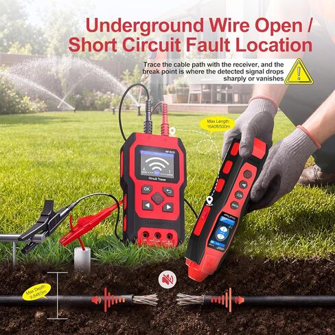 Underground Wire Locator - Upgraded Cable Locator with Digital Multimeter, Rechargeable Wire Tracer Breaker Finder for Dog Fence Irrigation Fuses, up to 9.84ft Depth, Sensitivity Adjustable, NF-8301 in Saudi Arabia