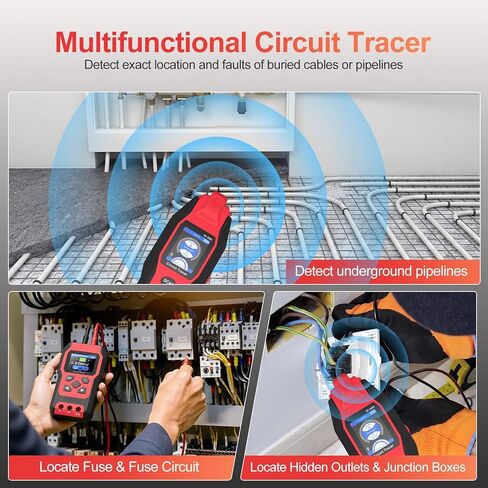 Underground Wire Locator - Upgraded Cable Locator with Digital Multimeter, Rechargeable Wire Tracer Breaker Finder for Dog Fence Irrigation Fuses, up to 9.84ft Depth, Sensitivity Adjustable, NF-8301 in Saudi Arabia