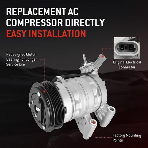 HYR Automotive Air Conditioning Compressor AC Compressor with Clutch Compatible with Chevrolet Equinox 2010-2011, GMC Terrain 2010-2011, 3.0L, 6 Grooves, 15926954, 68676, 67676 in Kuwait
