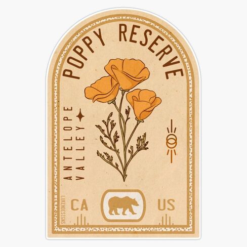 Antelope Valley Poppy Reserve, California Window Water Bottle Bumper Sticker Decal 5" in Kuwait