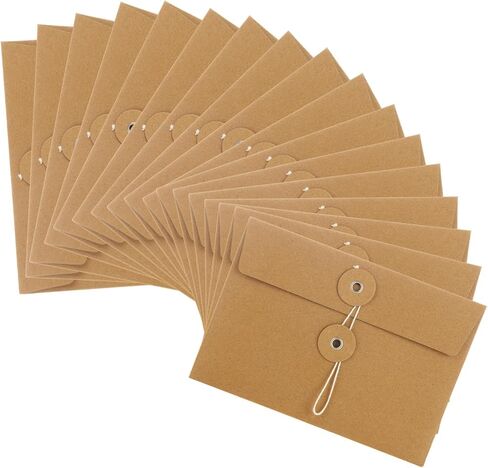 80 PCS Brown Kraft Envelopes 4x6 Inch Vintage Envelope Pockets String Closure, Manilla Envelopes for Mail Postcard Bills Invitation in Kuwait