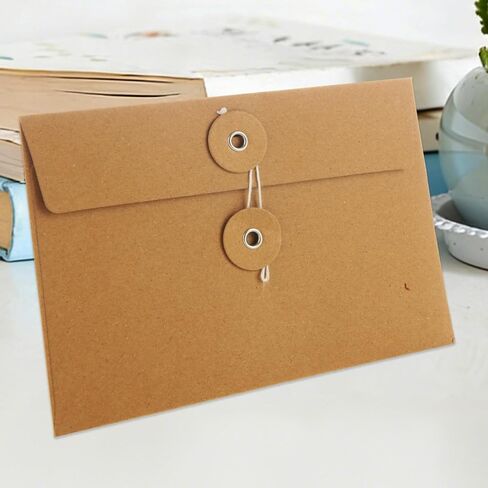 80 PCS Brown Kraft Envelopes 4x6 Inch Vintage Envelope Pockets String Closure, Manilla Envelopes for Mail Postcard Bills Invitation in Kuwait