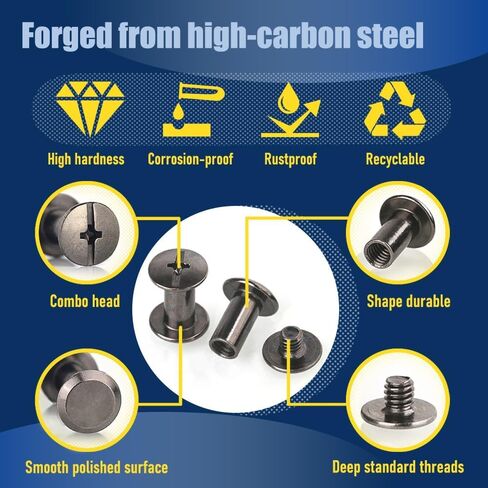 60 Sets Chicago Screws for Kydex Holsters and Thin Leather, M5x4mm Post & M4x3mm Screw (5/32"), Carbon Steel Binding Fasteners for Watch Bands, (Gunmetal Black) in Saudi Arabia