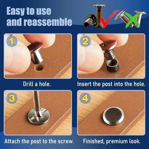 60 Sets Chicago Screws for Kydex Holsters and Thin Leather, M5x4mm Post & M4x3mm Screw (5/32"), Carbon Steel Binding Fasteners for Watch Bands, (Gunmetal Black) in Saudi Arabia