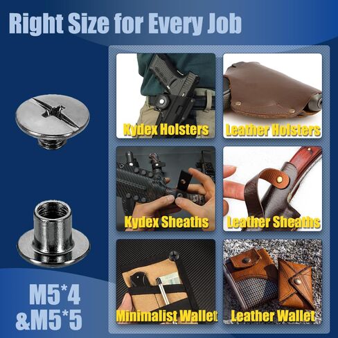 60 Sets Chicago Screws for Kydex Holsters and Thin Leather, M5x4mm Post & M4x3mm Screw (5/32"), Carbon Steel Binding Fasteners for Watch Bands, (Gunmetal Black) in Saudi Arabia