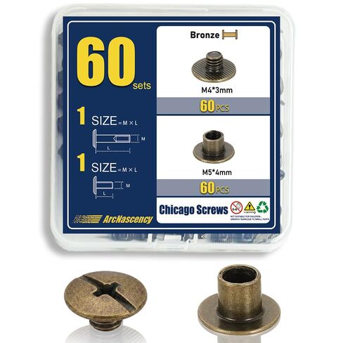 60 Sets Chicago Screws for Kydex Holsters and Thin Leather, M5x4mm Post & M4x3mm Screw (5/32"), Carbon Steel Binding Fasteners for Watch Bands, (Gunmetal Black) in Saudi Arabia