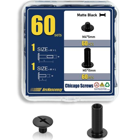 60 Sets Chicago Screws for Kydex Holsters and Thin Leather, M5x4mm Post & M4x3mm Screw (5/32"), Carbon Steel Binding Fasteners for Watch Bands, (Gunmetal Black) in Saudi Arabia