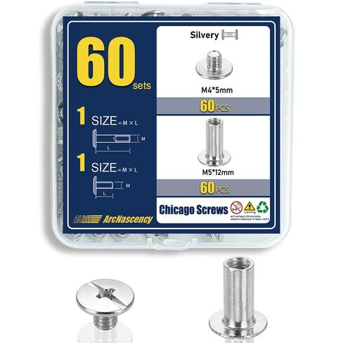 60 Sets Chicago Screws for Kydex Holsters and Thin Leather, M5x4mm Post & M4x3mm Screw (5/32"), Carbon Steel Binding Fasteners for Watch Bands, (Gunmetal Black) in Saudi Arabia