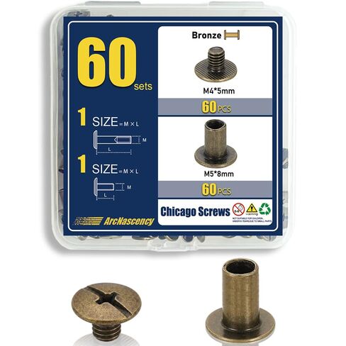 60 Sets Chicago Screws for Kydex Holsters and Thin Leather, M5x4mm Post & M4x3mm Screw (5/32"), Carbon Steel Binding Fasteners for Watch Bands, (Gunmetal Black) in Saudi Arabia