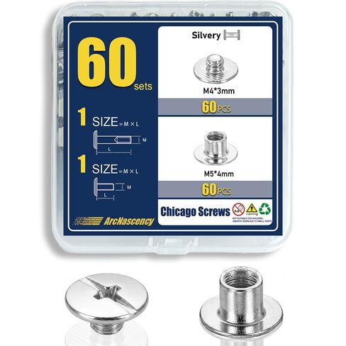 60 Sets Chicago Screws for Kydex Holsters and Thin Leather, M5x4mm Post & M4x3mm Screw (5/32"), Carbon Steel Binding Fasteners for Watch Bands, (Gunmetal Black) in Saudi Arabia