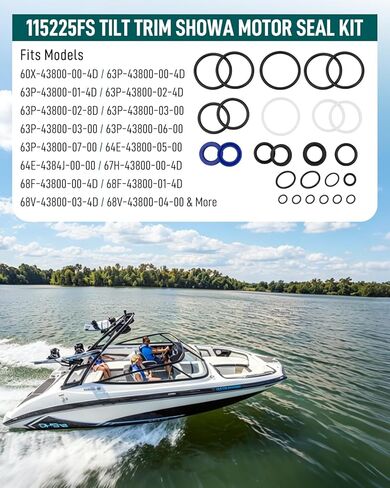 Tilt Trim Seal Kit Fit for Yamaha 115-250HP 1997 & Up, Replaces 63P-43800-00-4D, 64E-43822, Fit for Showa Power Trim Units, Fit for Fast Strike 115225FS in Kuwait
