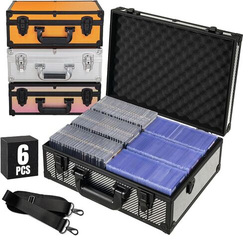 Toploader Storage Box for 3x4 35pt Rigid Cards ＆ Top Loader Cards - Aluminum Alloy Trading Card Storage Box, Sports Card Case with Lock (Holds 600+ Toploaders, Black) in Saudi Arabia