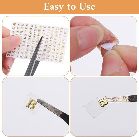 12 Sheets 3D Self-Adhesive Alphabet Stickers, 3mm Small Letter Stickers, Glitter Alloy Mini Number Sticker for Nail Art, Epoxy Resin, Scrapbooking, DIY Crafts (Gold) in Saudi Arabia
