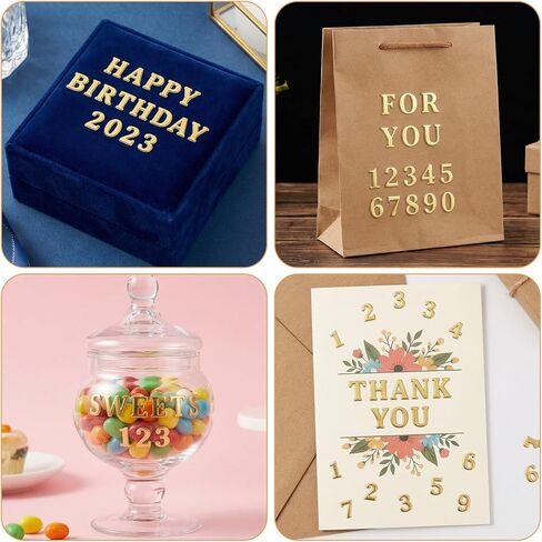 12 Sheets 3D Self-Adhesive Alphabet Stickers, 3mm Small Letter Stickers, Glitter Alloy Mini Number Sticker for Nail Art, Epoxy Resin, Scrapbooking, DIY Crafts (Gold) in Saudi Arabia