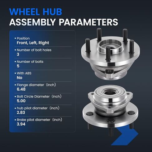 513159 Front Wheel Bearing and Hub Assembly Compatible with Jeep Grand Cherokee 1999-2004 4.0L L6, 1999-2001 4.7L V8, 2PCS in Kuwait