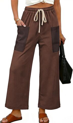 EVALESS Pants for Women Casual High Waisted Baggy Cargo Pants 2026 Summer Ankle Length Wide Leg Sweatpants with Pockets in Saudi Arabia