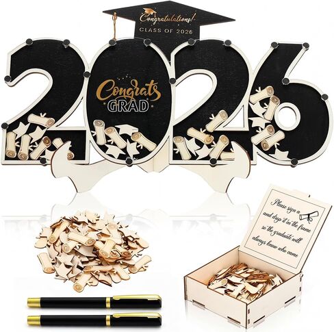 Graduation Guest Book Class of 2026 Black Graduation Cap Guest Book Alternative with Wood Grad Cap and Scroll Sign Keepsake for Congrats Grad Ceremony Party Favor Supplies in Kuwait
