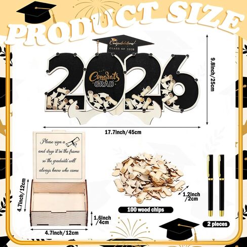 Graduation Guest Book Class of 2026 Black Graduation Cap Guest Book Alternative with Wood Grad Cap and Scroll Sign Keepsake for Congrats Grad Ceremony Party Favor Supplies in Kuwait