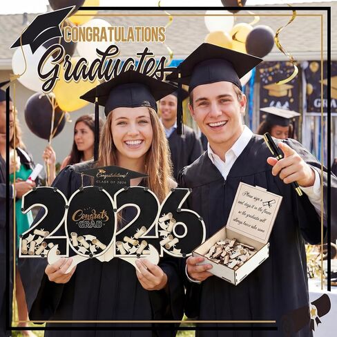 Graduation Guest Book Class of 2026 Black Graduation Cap Guest Book Alternative with Wood Grad Cap and Scroll Sign Keepsake for Congrats Grad Ceremony Party Favor Supplies in Kuwait