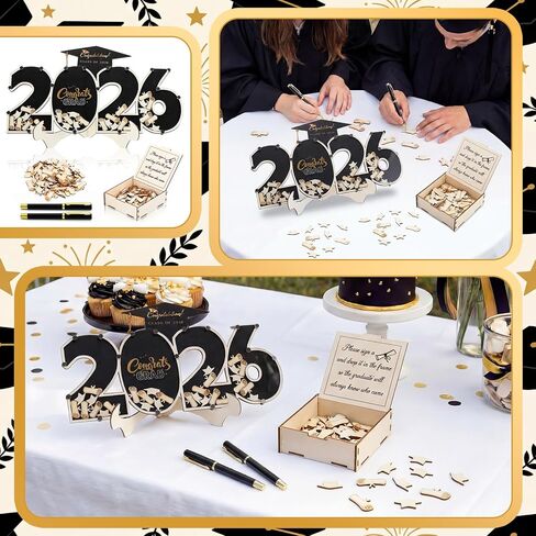 Graduation Guest Book Class of 2026 Black Graduation Cap Guest Book Alternative with Wood Grad Cap and Scroll Sign Keepsake for Congrats Grad Ceremony Party Favor Supplies in Kuwait
