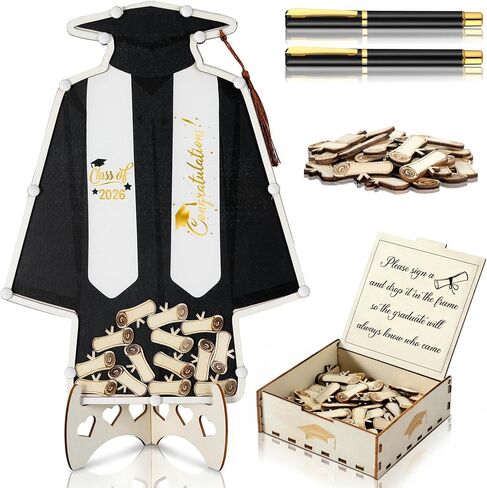 Graduation Guest Book Class of 2026 Black Graduation Cap Guest Book Alternative with Wood Grad Cap and Scroll Sign Keepsake for Congrats Grad Ceremony Party Favor Supplies in Kuwait