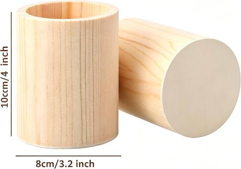 2-Pack 4 Inch Unfinished Round Wooden Cup Wood Pen Pencil Holder for DIY Crafts Makeup Brushes Home Office Supplies and Desk Organizer in Saudi Arabia