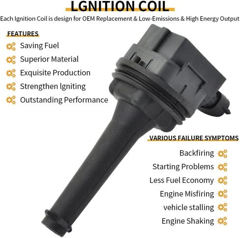 مجموعة من 5 ملفات إشعال UF341 وشمعات إشعال إيريديوم متوافقة مع فولفو C70 S60 S70 S80 V70 XC70 XC90 1999-2007 2.3L 2.4L 2.5L 2.8L 2.9L يستبدل # 9125601 30713416 5C1320 in Kuwait