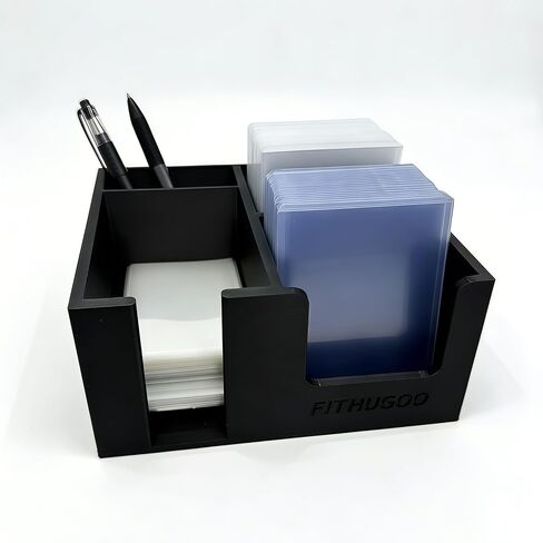 Toploader Dispenser & Penny Sleeve Holder - Dual Compartment Holds 250 Penny Sleeves & up to 50 Top Loaders(Black) in Saudi Arabia
