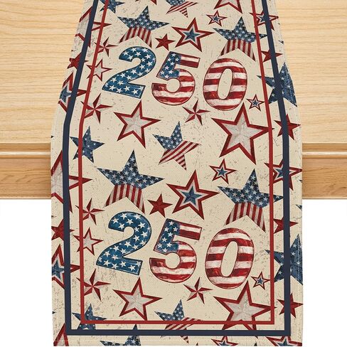 4th of July Table Runner, 4th of July Decorations for Home Stars Memorial Day Decor Blue Red Patriotic Decor for Home Independence Day Indoor Ourdoor Party Table Decorations (13'' x 60'') in Kuwait