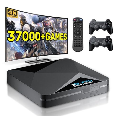 وحدة تحكم ألعاب Kinhank Retro، وحدة تحكم Super Console X2 Pro مدمجة 37000+ لعبة، وحدة تحكم ألعاب فيديو Android 9.0/Emuelec 4.6، مخرج 4K UHD، 2.4G/5G، BT 5.0 in Kuwait