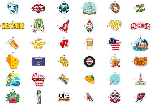 100Pcs Wisconsin Stickers and Decals for Water Bottle, Laptops, for Luggage - Wisconsin Gifts, Party Supplies - Gift for Women & Men in Saudi Arabia