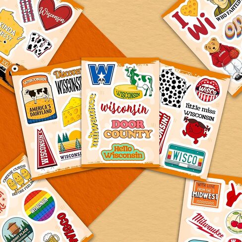 100Pcs Wisconsin Stickers and Decals for Water Bottle, Laptops, for Luggage - Wisconsin Gifts, Party Supplies - Gift for Women & Men in Saudi Arabia