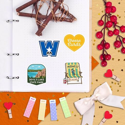 100Pcs Wisconsin Stickers and Decals for Water Bottle, Laptops, for Luggage - Wisconsin Gifts, Party Supplies - Gift for Women & Men in Saudi Arabia