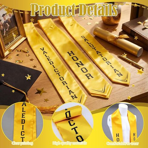 Toulite 3 Pcs Class 2026 Graduation Stoles Sash 4.9 x 34.7 Inches Salutatorian Valedictorian Honor Stole for High School College Students Commencement Awards Ceremony Souvenir Picture College Ceremony in Saudi Arabia