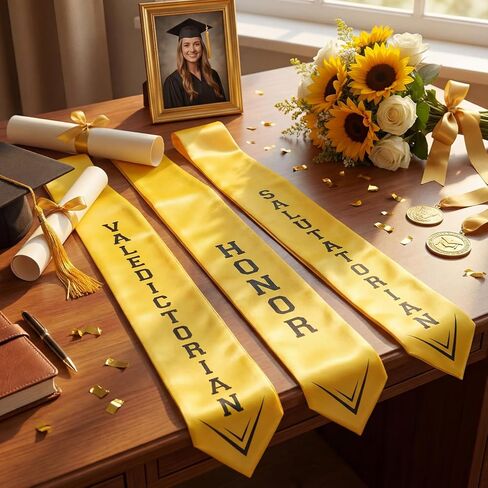 Toulite 3 Pcs Class 2026 Graduation Stoles Sash 4.9 x 34.7 Inches Salutatorian Valedictorian Honor Stole for High School College Students Commencement Awards Ceremony Souvenir Picture College Ceremony in Saudi Arabia