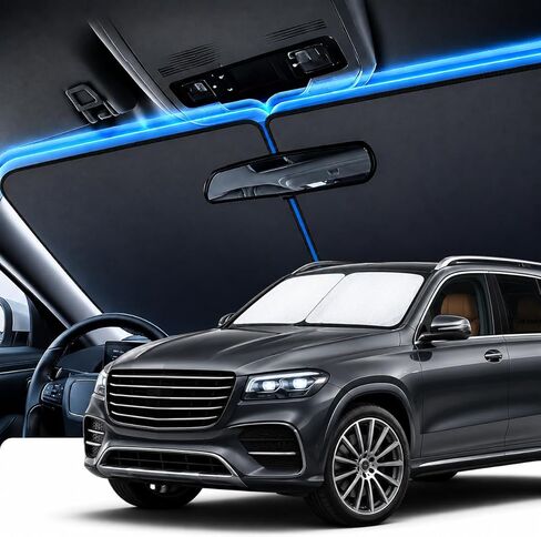 RevLux Car Windshield Sun Shade | Keeps Car Cooler in Extreme Heat, Blocks 99% UV Rays & Protects Dashboard from Cracking | ZeroLight Thermal Shield Tech | Foldable Sunshade for Sedan SUV Truck in Saudi Arabia