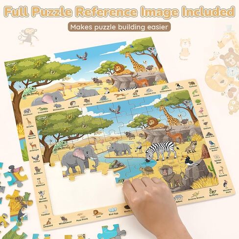 Joyreal Wooden Puzzles for Kids Ages 4-6, 4 x 60 Piece Search and Find Puzzles for Toddlers 3-5, Educational Animal Learning Toys, Birthday Gifts for 3 4 5 6 Year Old Boys Girls in Saudi Arabia