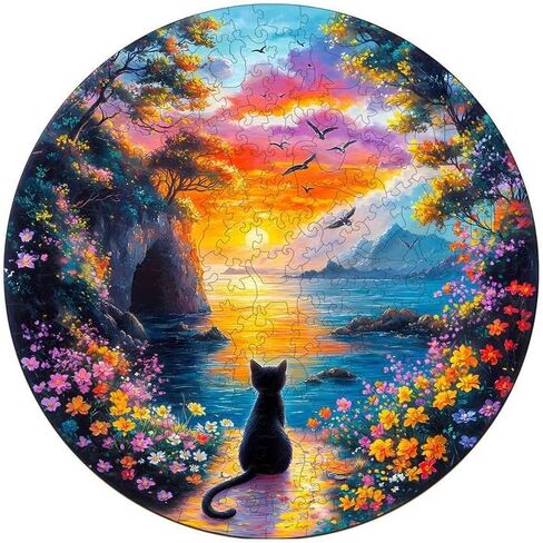 Jigfoxy Wooden Puzzle for Adults, Cat Wooden Jigsaw Puzzles for Adults, Unique Animal Shape Wood Cut Puzzles Christmas Thanksgiving Gifts for Family Friend(M-11.7 * 9.4in-190pcs) in Saudi Arabia