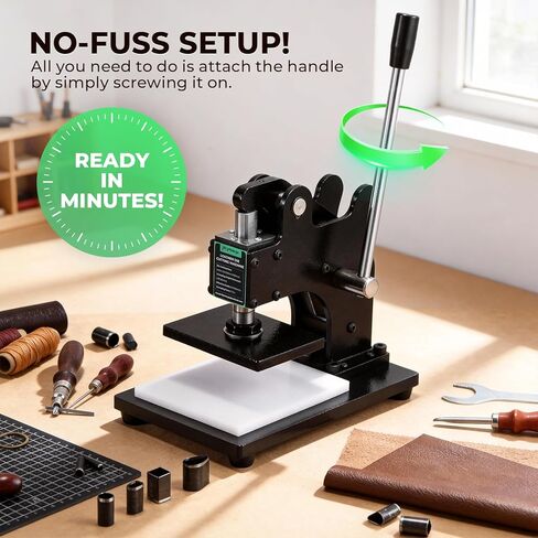 5x3.5inch Small Leather Die Cutting Machine - 1 Ton Pressure with 18-Piece Die Set, Compact Desk-Friendly for DIY Crafting, Manual Die Cutter Stamping Machine, Adjustable Pressure Stroke in Saudi Arabia