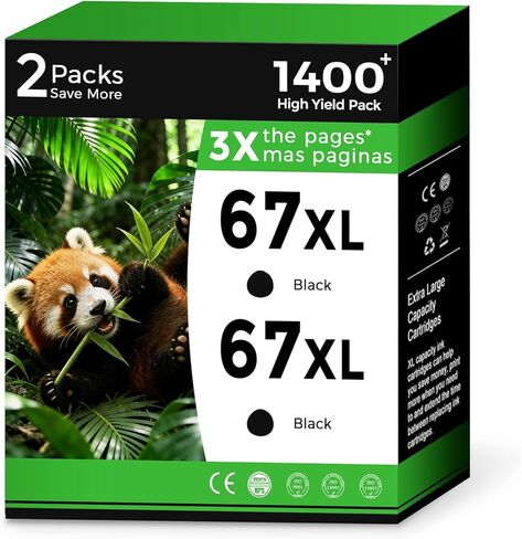 67XL Black Ink Cartridge Replacement for HP Ink 67 XL HP67 HP67XL for 2855e 2800e 2755e 4100 4100e 2700 4255e 4200e 6055e 6000 2852e 2827e 2700e 2734e 4155e 6455 6400 6458 6458e 6455e Printer(2-Pack) in Saudi Arabia