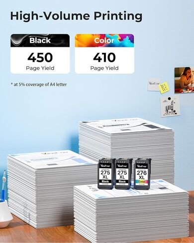 PG-275 XL/CL-276 XL (3-Pack) Compatible with Canon 275 and 276 Ink Cartridges 275XL 276XL for Printer Pixma TR4720 TS3720 TS3522 TR4722 TS3722 TS3520 TS3700 TR4723 TS3500 TR4700 (2 Black, 1 Color) in Kuwait