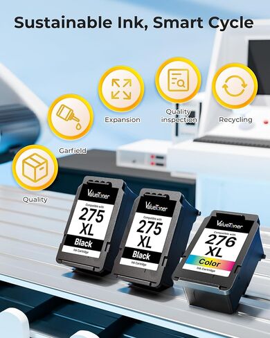 PG-275 XL/CL-276 XL (3-Pack) Compatible with Canon 275 and 276 Ink Cartridges 275XL 276XL for Printer Pixma TR4720 TS3720 TS3522 TR4722 TS3722 TS3520 TS3700 TR4723 TS3500 TR4700 (2 Black, 1 Color) in Kuwait