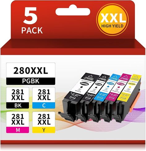 Kuva 280XXL 281XXL 280 281 XXL Ink Cartridges Compatible for Replacement for Canon 280 281 Ink Cartridges Compatible with Printer TS702 TR8520 TR8620 TR7520 TR8600 TS6220（5 Pack in Saudi Arabia