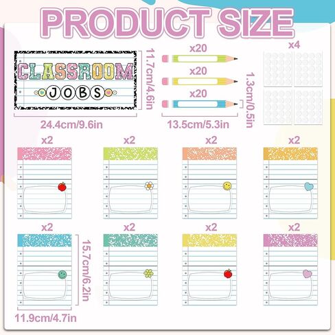 Composition Pastel Classroom Jobs Bulletin Board Set Colorful Class Jobs Chart with Name Tags Composition Notebook Classroom Teachers Helper Cards for Back to School Office Wall Decorations in Saudi Arabia