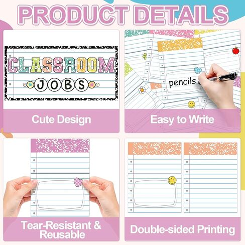 Composition Pastel Classroom Jobs Bulletin Board Set Colorful Class Jobs Chart with Name Tags Composition Notebook Classroom Teachers Helper Cards for Back to School Office Wall Decorations in Saudi Arabia