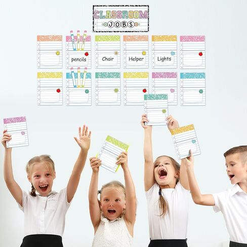 Composition Pastel Classroom Jobs Bulletin Board Set Colorful Class Jobs Chart with Name Tags Composition Notebook Classroom Teachers Helper Cards for Back to School Office Wall Decorations in Saudi Arabia