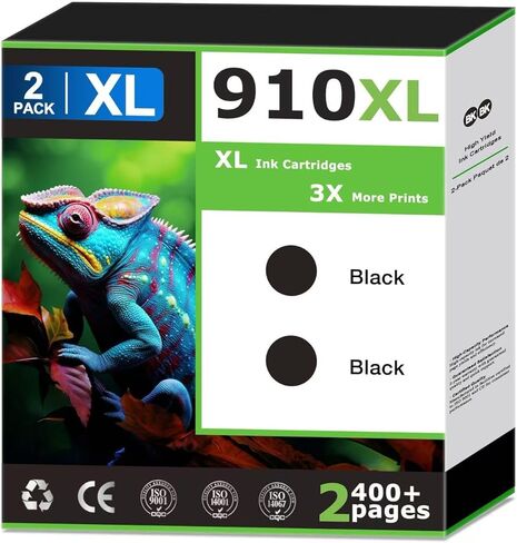 910XL Black Ink Cartridges Replacement for HP 910 Black Ink Cartridges Combo Pack, Compatible with HP Printer OfficeJet Pro 8020 8025 8035 8015e 8028e 8022e 8010 8018, Updated with V18.4.1 (2 Pack) in Saudi Arabia