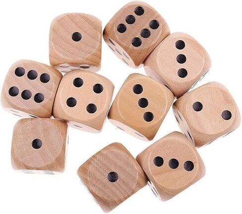 10Pcs Wooden D6 Dice Set, 20mm Round Corner, 6 Sided Gaming Dice for Adults Standard Game Dice in Saudi Arabia