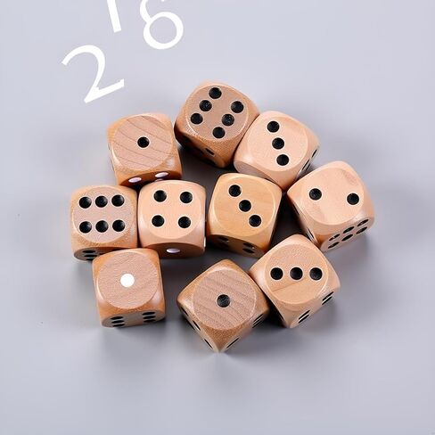 10Pcs Wooden D6 Dice Set, 20mm Round Corner, 6 Sided Gaming Dice for Adults Standard Game Dice in Saudi Arabia