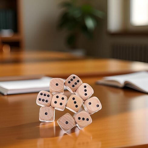 10Pcs Wooden D6 Dice Set, 20mm Round Corner, 6 Sided Gaming Dice for Adults Standard Game Dice in Saudi Arabia